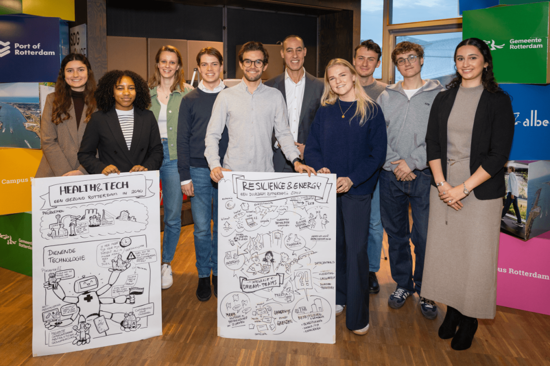 Rotterdamse en Delftse studenten presenteren visie Rotterdam 2040 bij opening programmabureau Campus Rotterdam